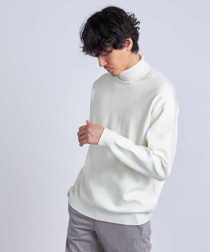 新品 タケオキクチ ミラノリブ ウォッシャブル ニット M 薄灰
