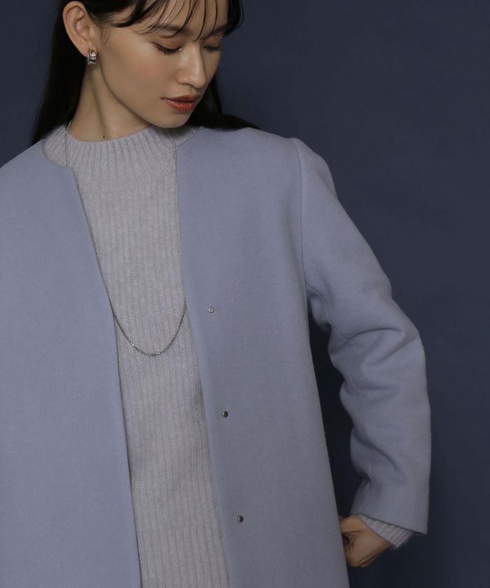 ノーカラー　Vネックコート ナチュラル ビューティー ベーシック NATURAL BEAUTY BASIC（ナチュラルビューティーベーシック）の