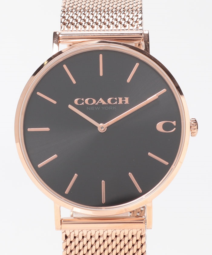 セール】【メンズ】【COACH】コーチ 時計 14602552 メンズ チャールズ 41ｍｍ クォーツ ブラック ローズゴールド メッシュベルト(504847874)  | コーチ(COACH) - d fashion