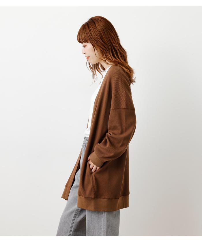 セール 50%OFF】バックロゴワッフルトッパーカーディガン