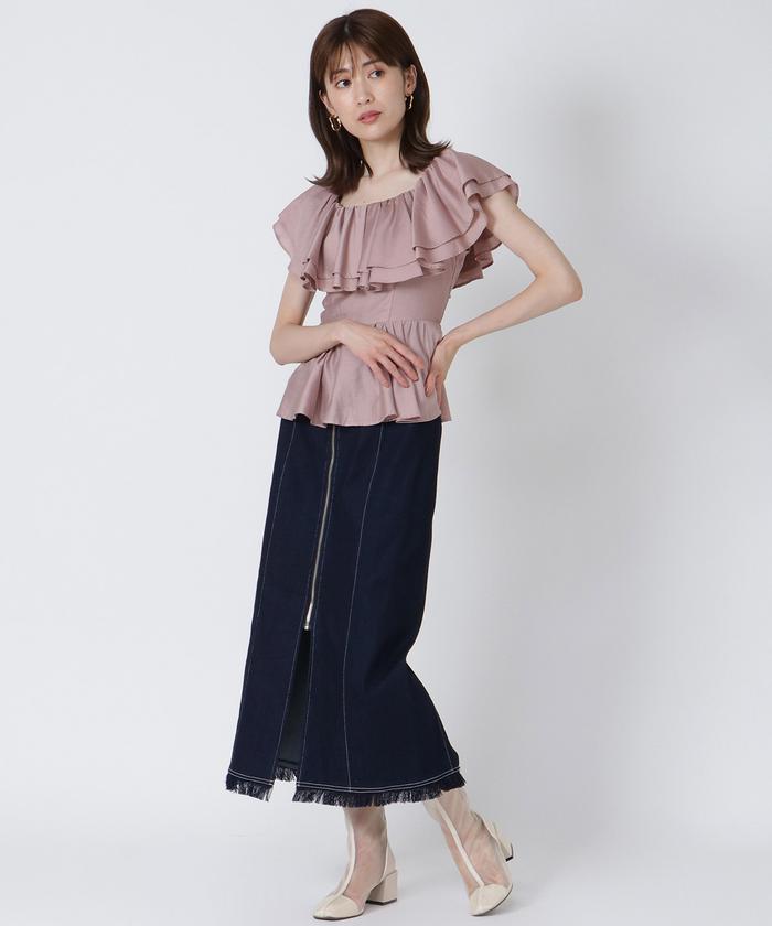 セール 60%OFF】ラッフルフリルペプラムブラウス(504861809