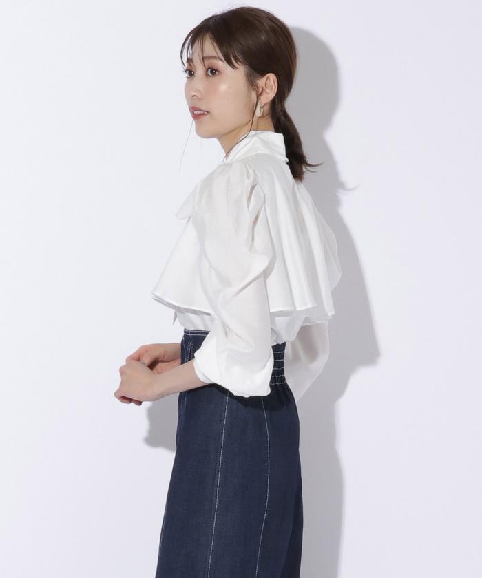 フレアケープ襟ボウタイ付きブラウス(504888448) | AND COUTURE