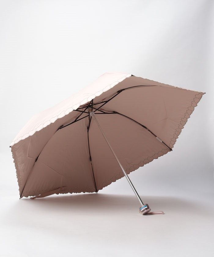 新品★フルラ★FURLAハート刺繍 晴雨兼用2段折りたたみ日傘雨傘★ベージュ フルラ FURLA 晴雨兼用折りたたみ日傘 ”ハート刺繍”(504490400