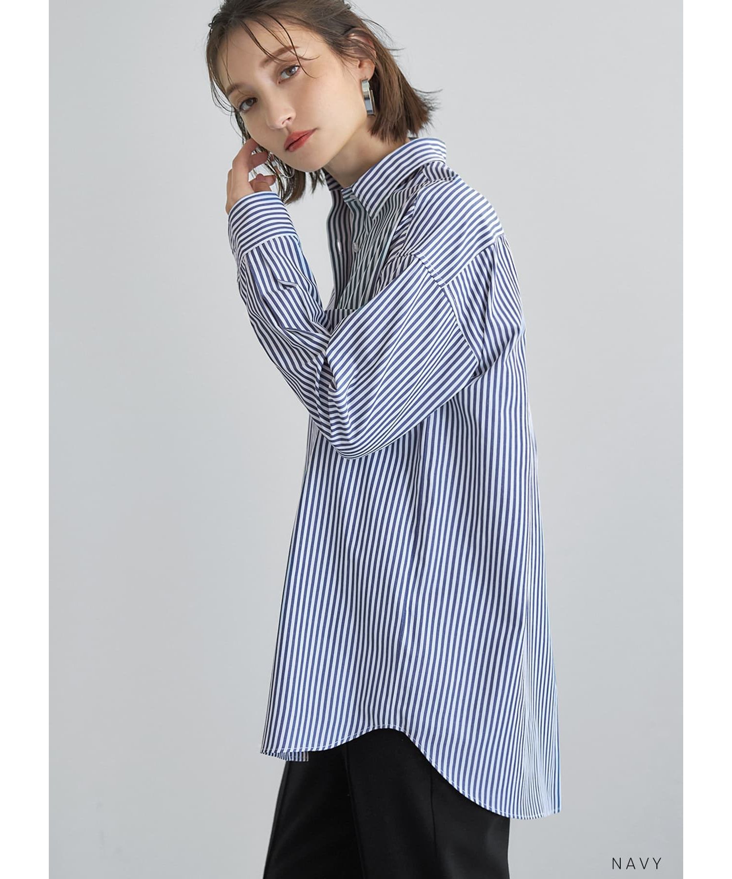 あなたにおすすめの商品 スタイルデリ STYLE ベーシックストライプ柄シャツB DELI シャツ/ブラウス(長袖/七分)