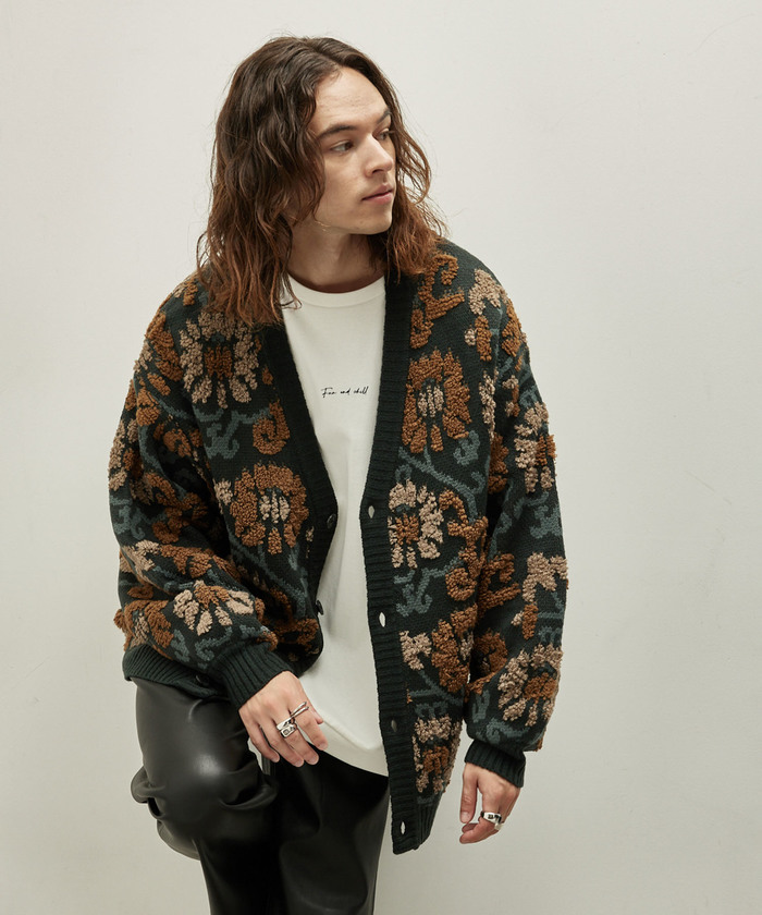 セール 70%OFF】フラワーニットルーズカーディガン(504891816