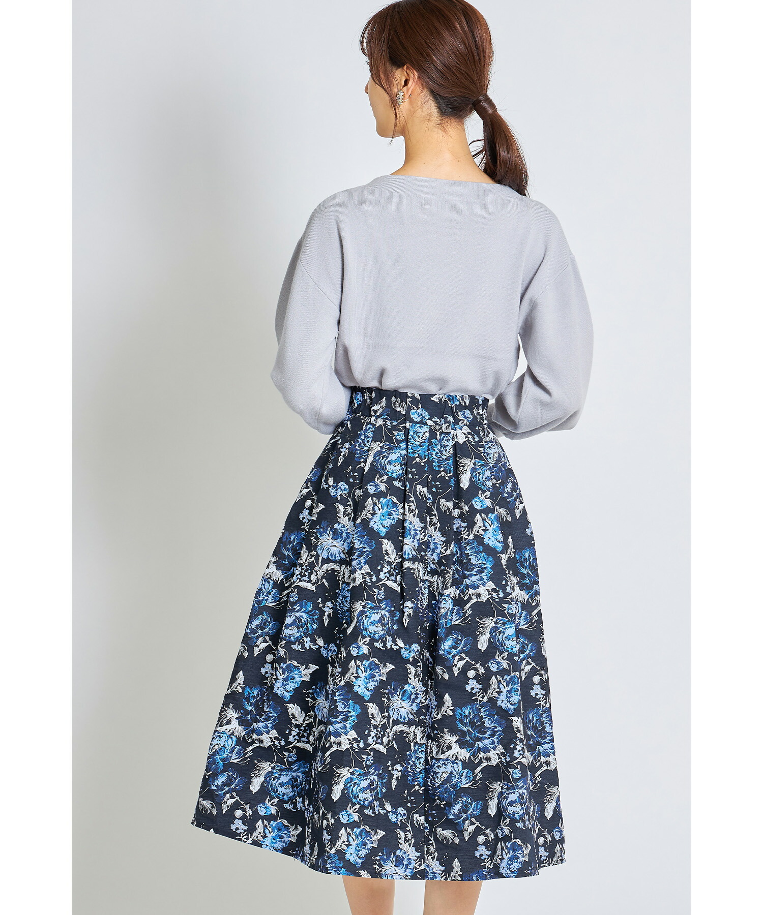Dolce & Gabbana ローズ フレア ロングスカート Dolce & Gabbana ローズプリントフレアミディスカート