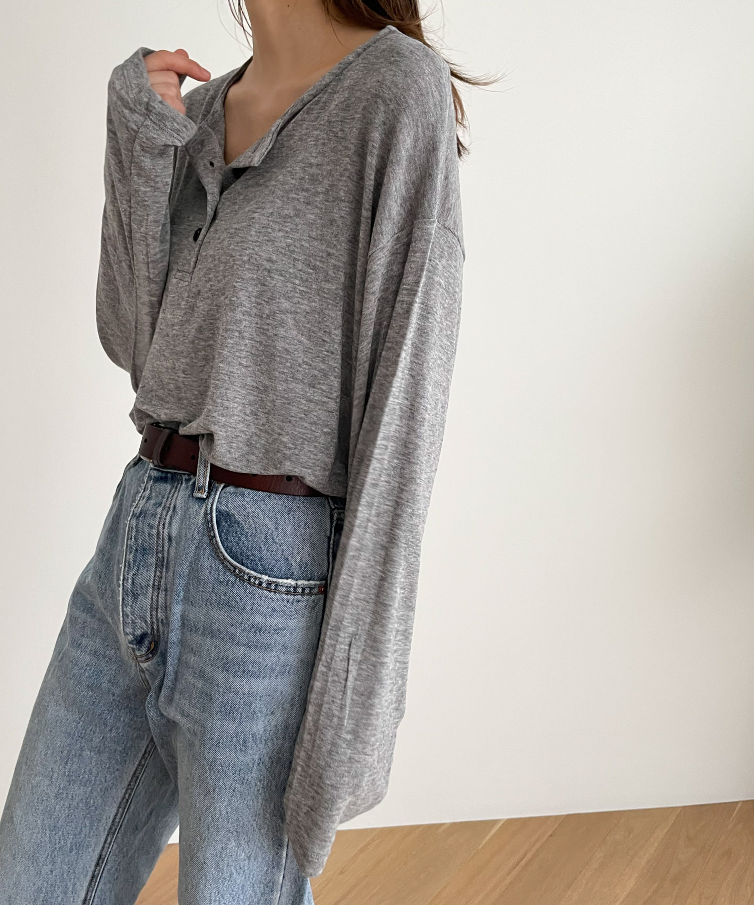 新品 キャナルジーン エルマール ルーズフィットヘンリーネック