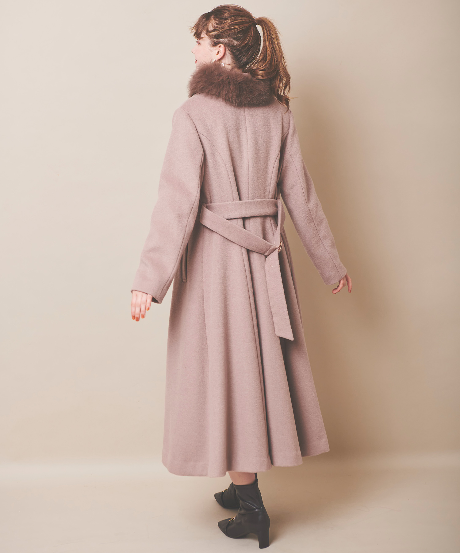 セール 50%OFF】ファーティペット付きバックフレアコート(504897579