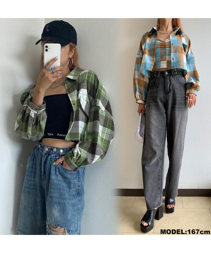 セール】チェック柄ショート丈シャツ(504897522) | ノンヘッジ セール】チェック柄ショート丈シャツ(504897522) | ノンヘッジ