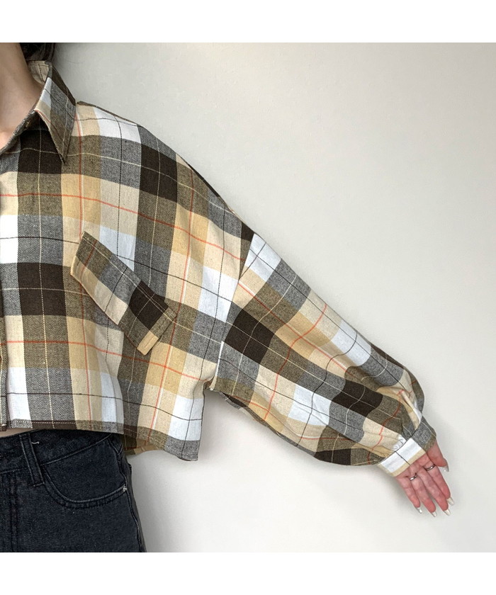 セール】チェック柄ショート丈シャツ(504897522) | ノンヘッジ セール】チェック柄ショート丈シャツ(504897522) | ノンヘッジ