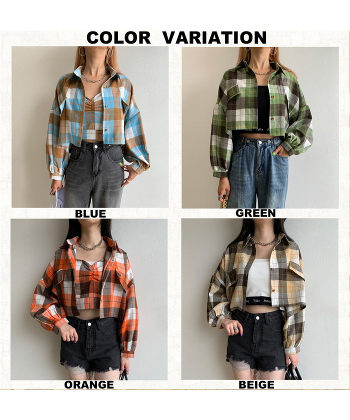セール】チェック柄ショート丈シャツ(504897522) | ノンヘッジ セール】チェック柄ショート丈シャツ(504897522) | ノンヘッジ