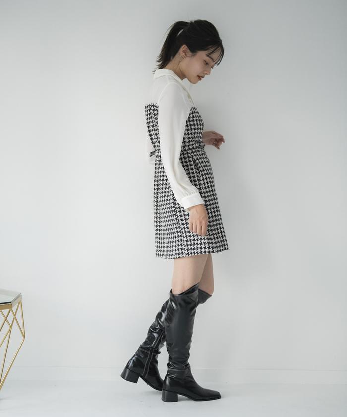 セール 50%OFF】ツイードドッキングミニワンピース(504899215