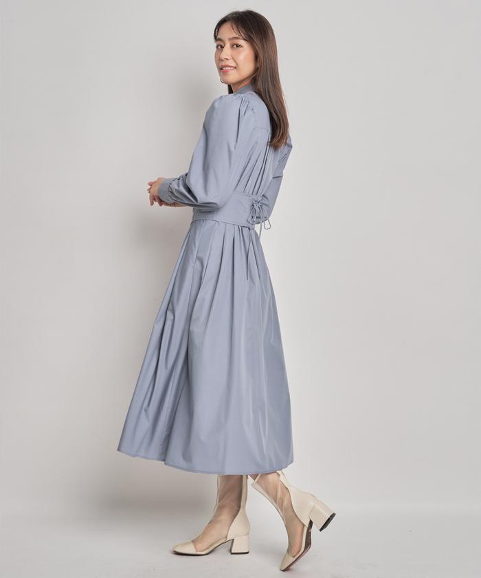 セール 50%OFF】コルセットベルトボリューム袖シャツワンピース