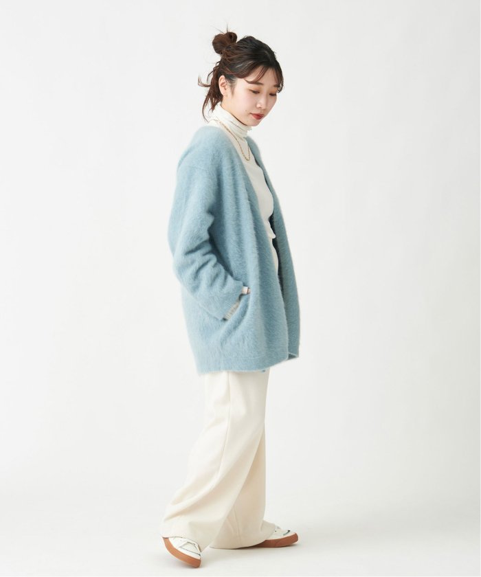IENA フォックスカシミヤ Vネックカーディガン サックスブルー