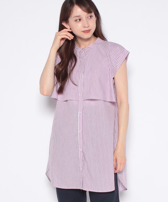 ◆YOUHEE×キキララ◆ ストライプ ロングTシャツ/２カラー GOLDJAPAN 大きいサイズ レディース トップス シャツ ブラウス