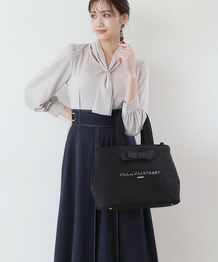 新品タグ付JILL STUART 長袖 シャーリング ギャザー バックリボン 黒