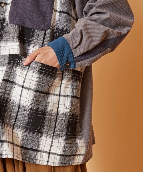 チャイハネ】チェック柄MEN'Sパッチワークシャツ CAA-2309 チャイハネ】チェック柄MEN'Sパッチワークシャツ CAA-2309