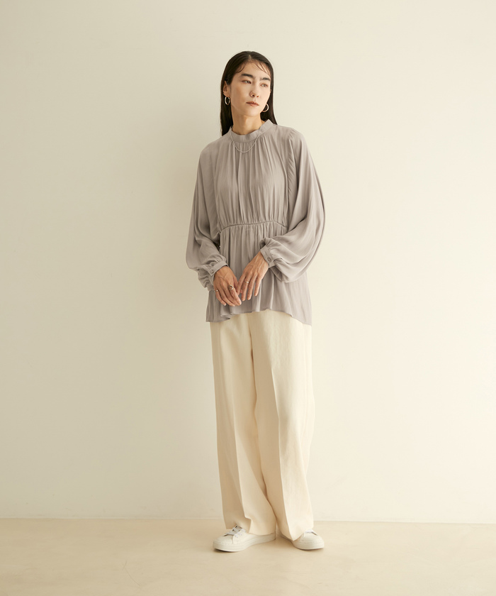 セール】【WEB限定】スタンドカラージョーゼットブラウス