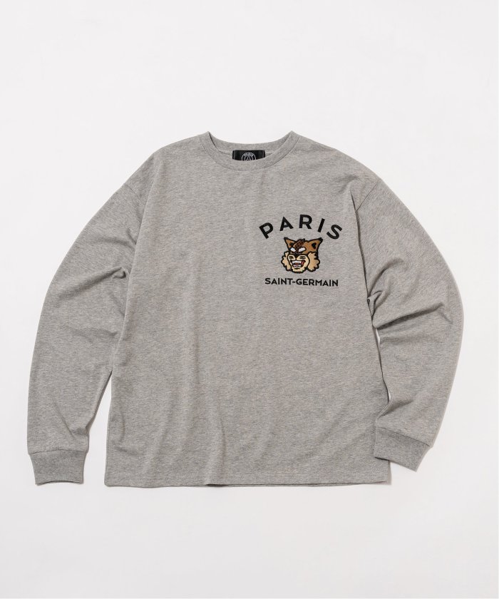 Paris Saint－Germain】カレッジロゴ刺繍 ロングスリーブ Tシャツ