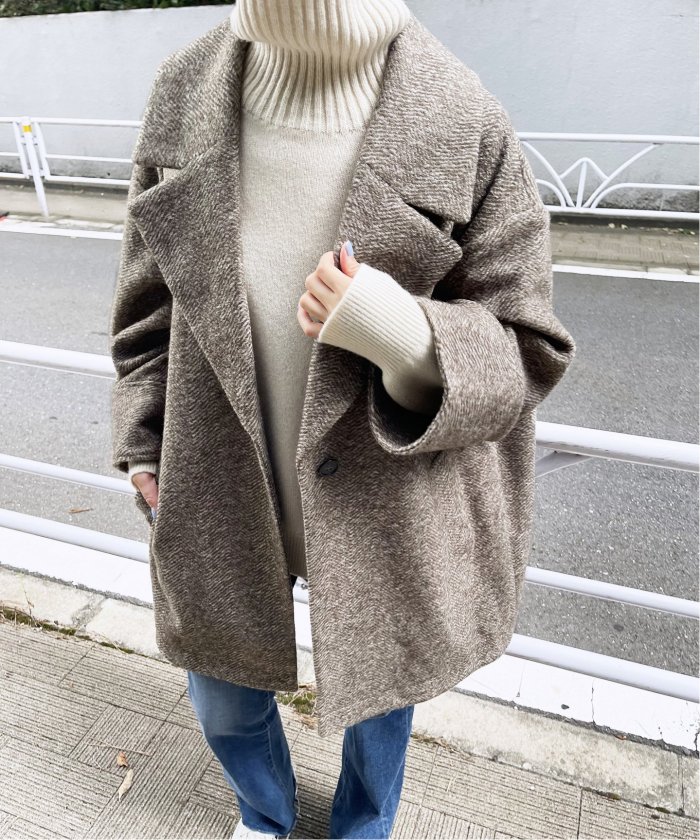 直販超特価』 Wスライバーヘリンボーンミドルコート◇極備品! www.m