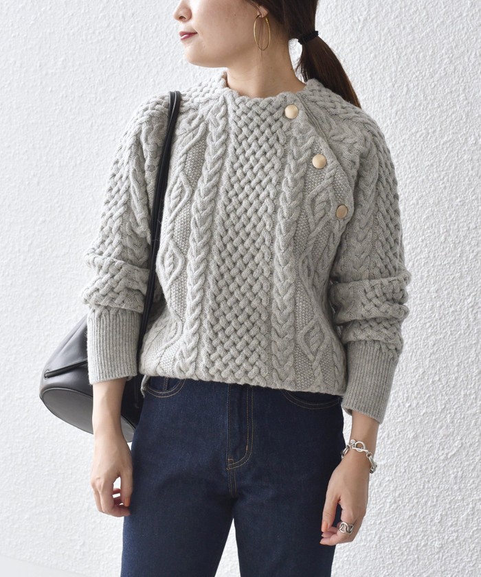 セール 50%OFF】*ショルダーボタンケーブルニット◇(504910885