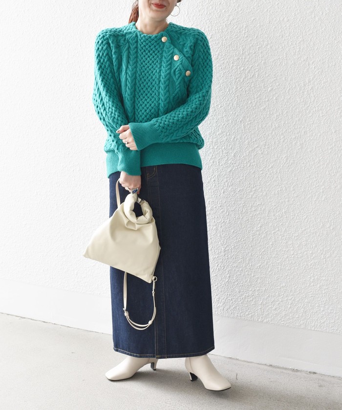 セール 50%OFF】*ショルダーボタンケーブルニット◇(504910885