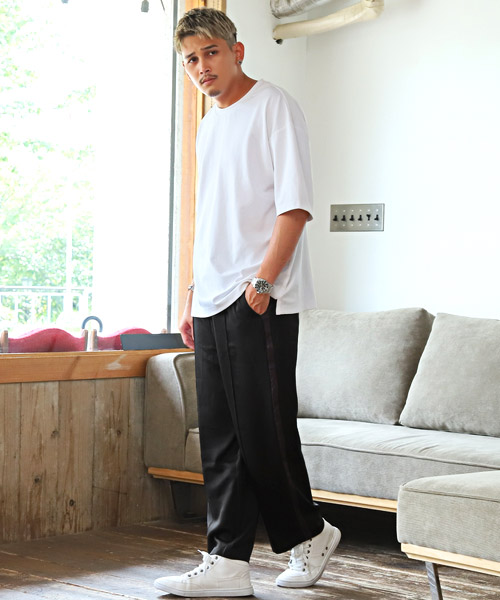 ラグスタイル LUXSTYLE センタープレステーパードラインパンツ