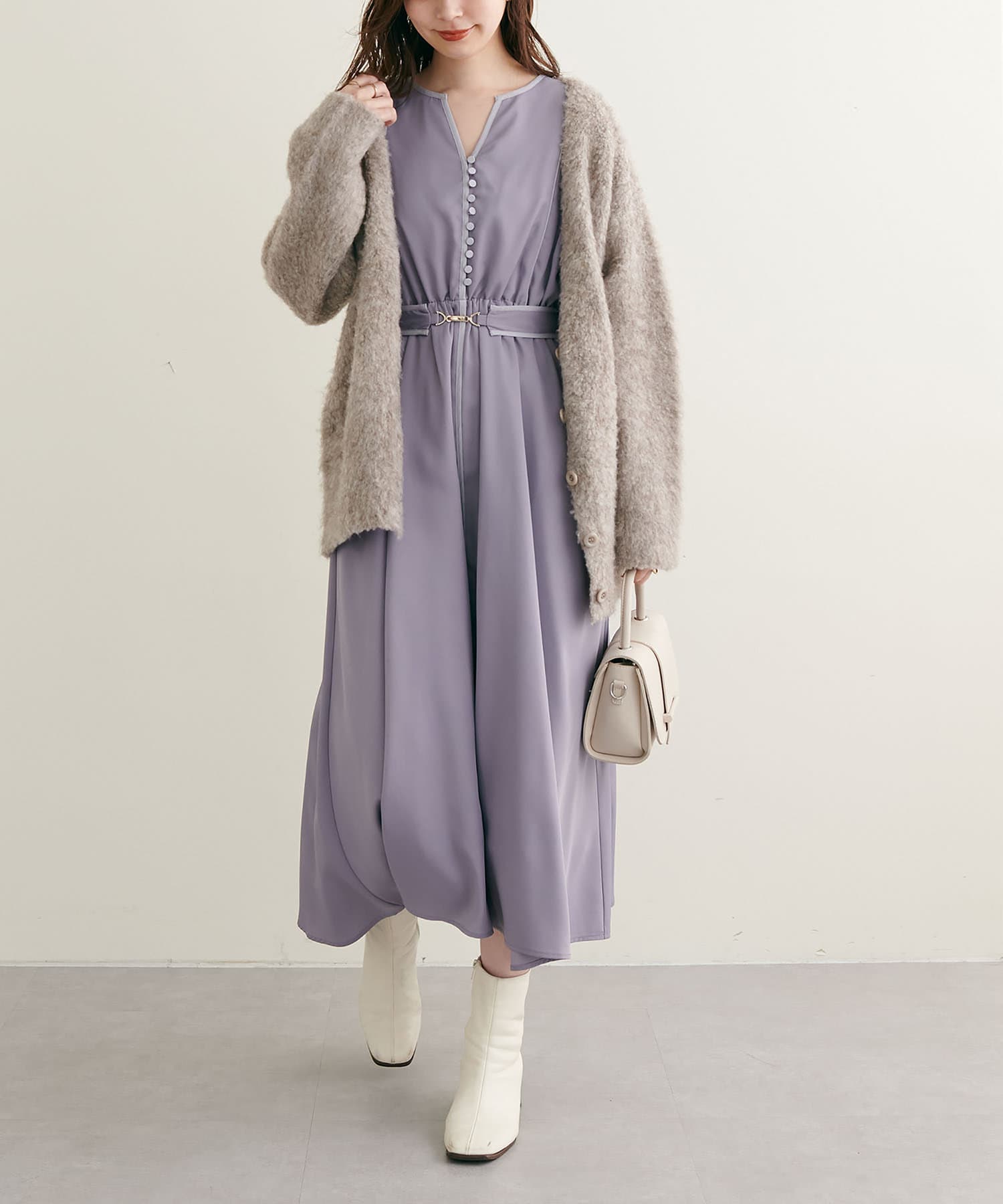 NICECLAP　ナイスクラップ　 フレアスリーブワンピース ナイスクラップ NICE CLAUP 【natural couture】釦開きフレア