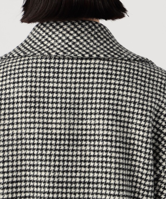 トゥモローランド　ウールカシミヤハウンドトゥース ビッグカラーショートコート ウールカシミヤハウンドトゥース ビッグカラーショートコート