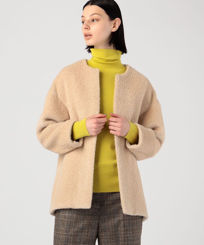 トゥモローランドコレクション スーリーアストラカン ノーカラーショートコート セール 40%OFF】スーリーアストラカン ノーカラーショートコート