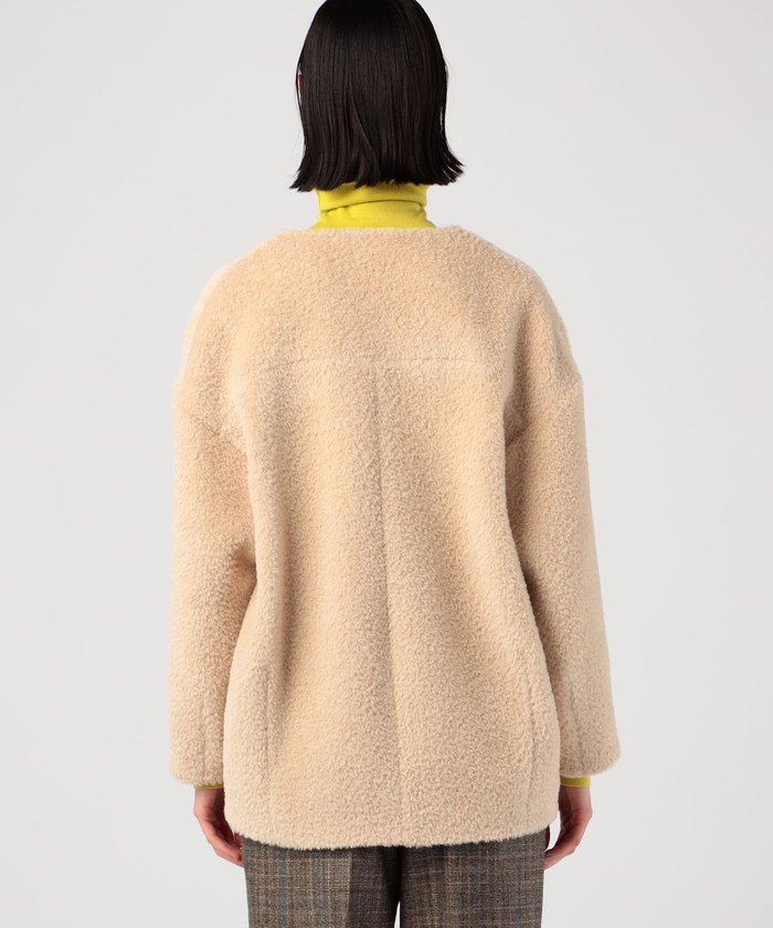 トゥモローランドコレクション スーリーアストラカン ノーカラーショートコート セール 40%OFF】スーリーアストラカン ノーカラーショートコート
