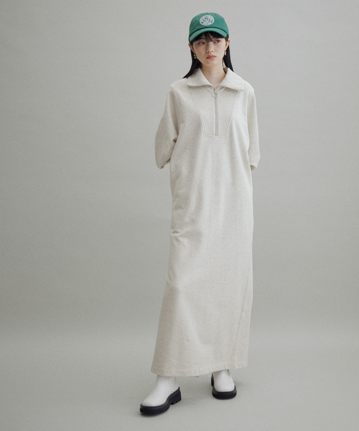 アダムエロペ　スウェット　ハーフジップ　完売品 WEB限定(一部店舗展開あり)】ハーフZIPスウェットワンピース