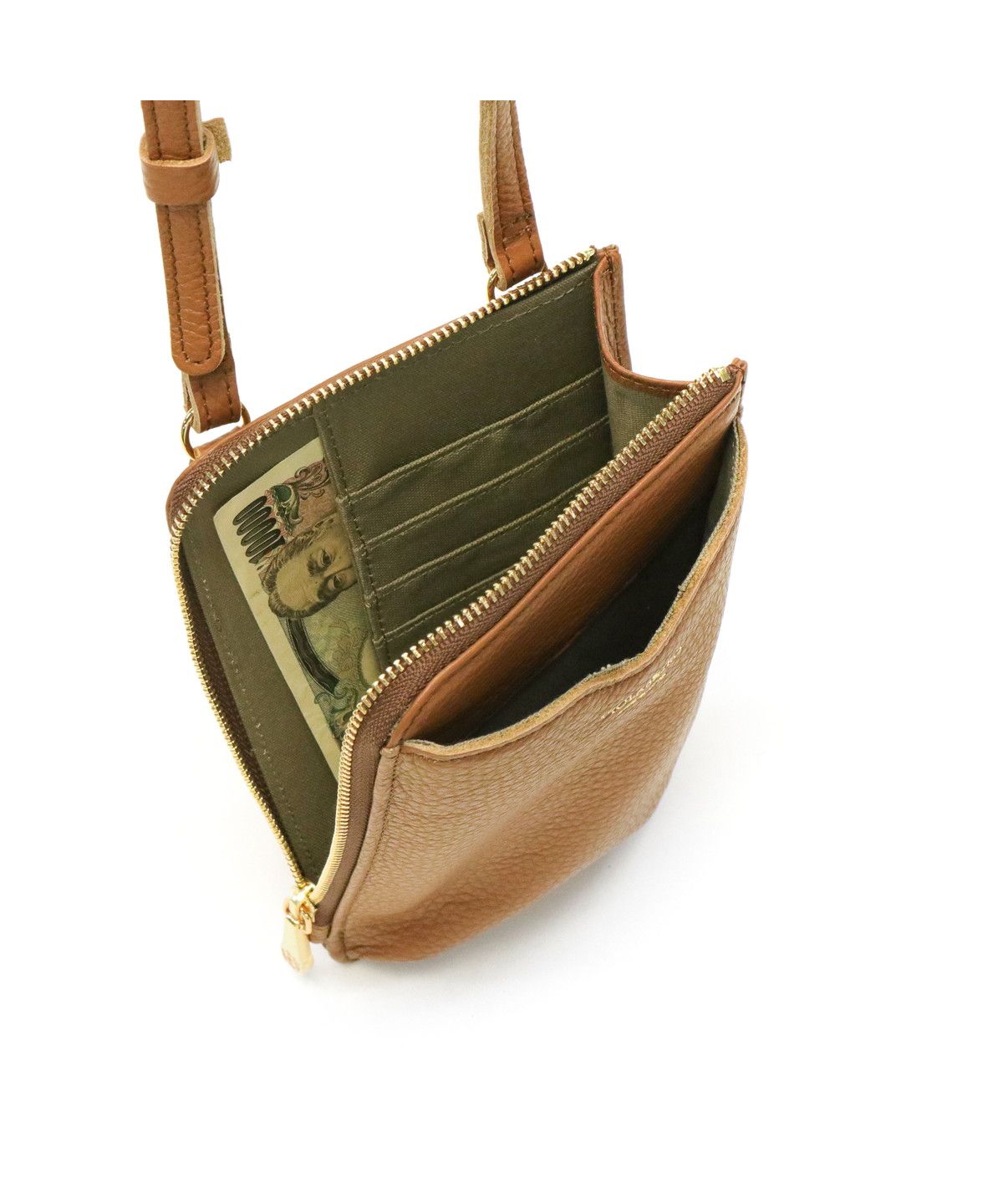 ヴィオラドーロ　VIOLAd’ORO　牛革本革ショルダーバック　財布一体型