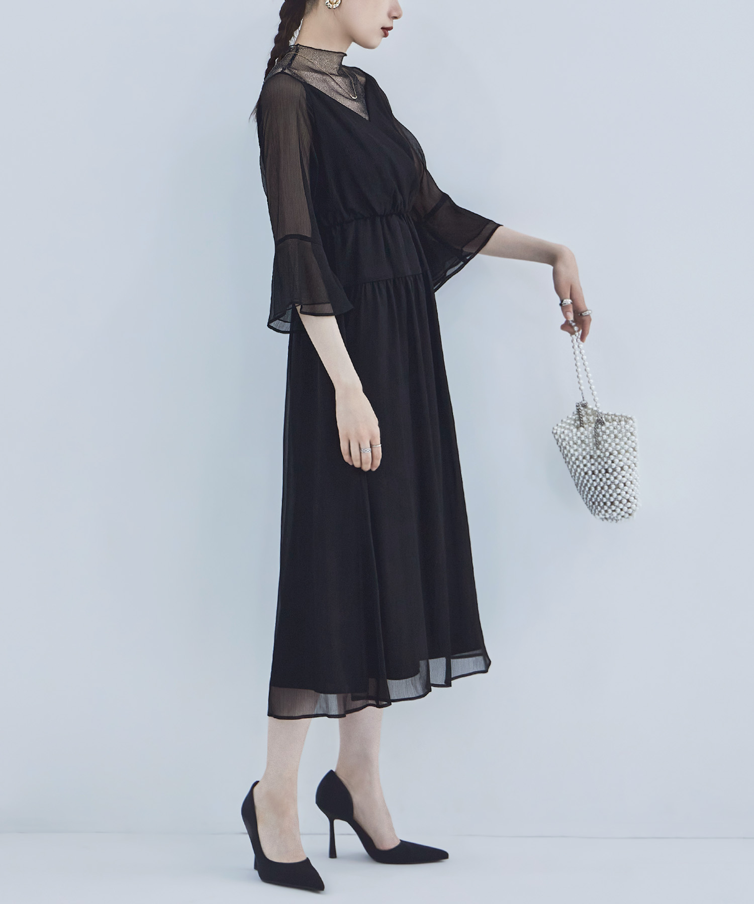 エトル etoll. ラメチュールシフォンドレス ワンピース 結婚式 エトル etoll. ラメチュールシフォンドレス ワンピース 結婚式