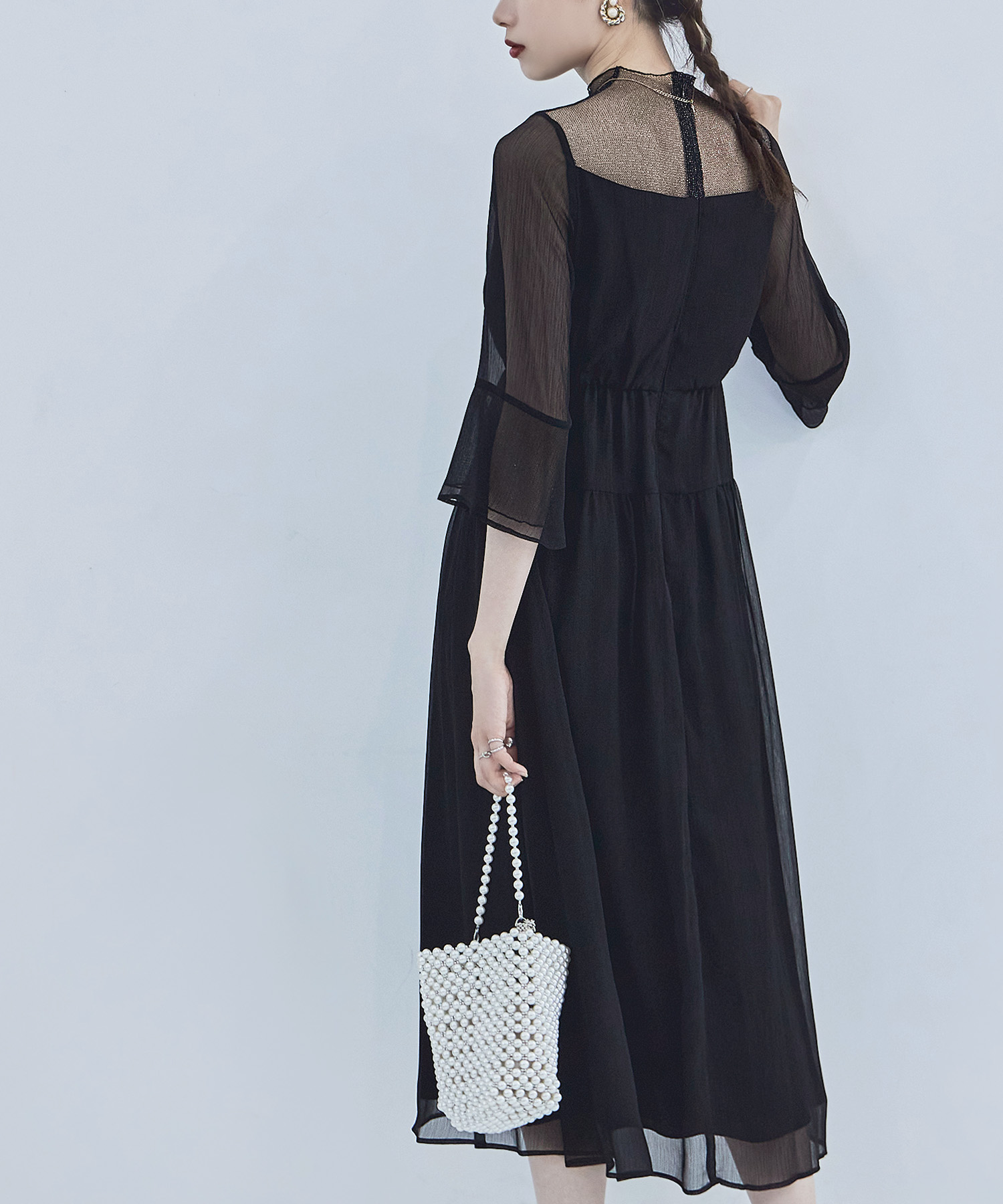 エトル etoll. ラメチュールシフォンドレス ワンピース 結婚式 エトル etoll. ラメチュールシフォンドレス ワンピース 結婚式