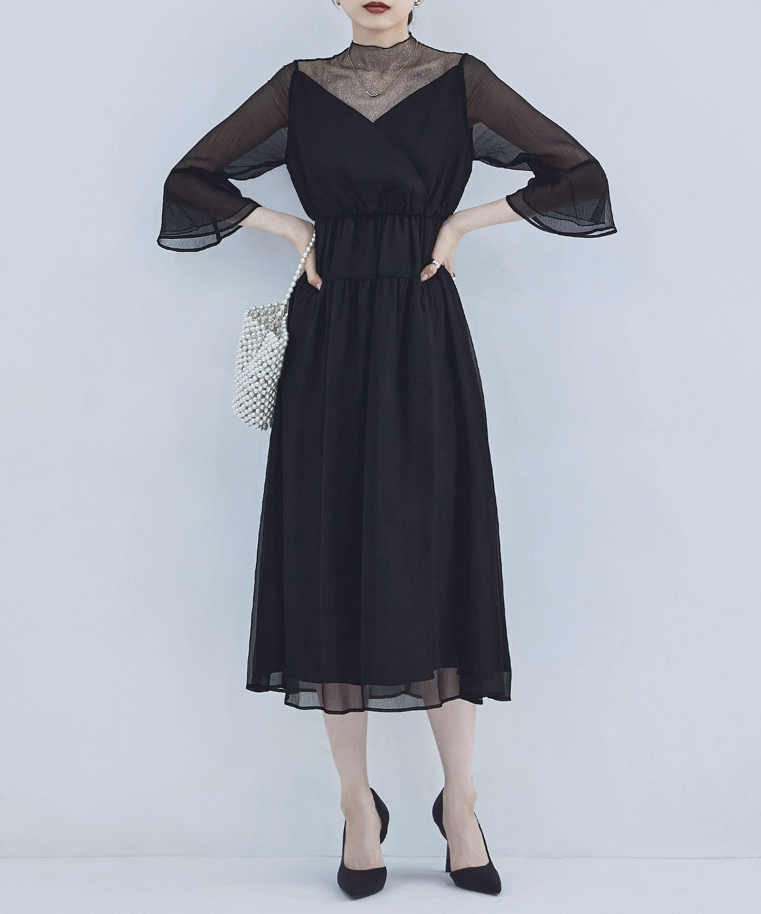エトル etoll. ラメチュールシフォンドレス ワンピース 結婚式 エトル etoll. ラメチュールシフォンドレス ワンピース 結婚式