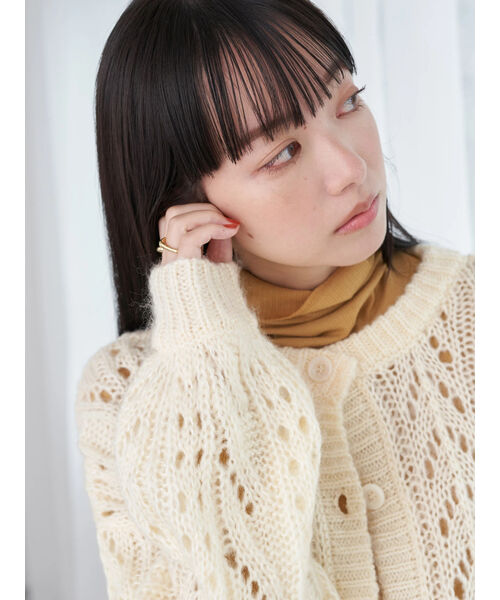 【送料無料/新品】 クーポン】【セール 67%OFF】ヘアリー透かし柄ニット トップス