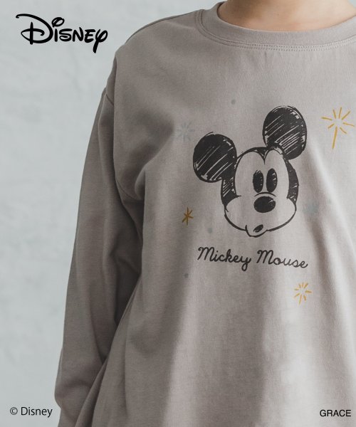 セール プレミアムコットン100 Disney ディズニー ユニセックス 無地 プリント キャラクター 長袖 Tシャツ ロンt ペアマノン Pairmanon D Fashion