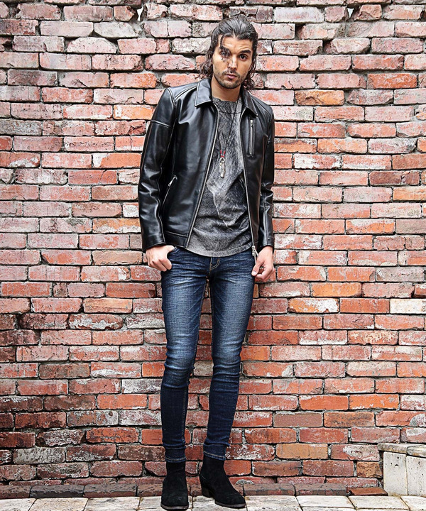レア タグ付き新品 デッド CHAPS チャップス レザー ジャケット ブルゾン CHAPS Leather Jacket Riders Jacket L Black Cowhide Lining