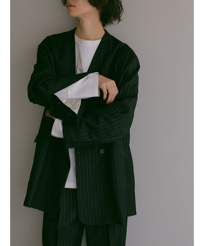 ETRE TOKYO - ノーカラークロップドジャケット - NAVY | ADDICT