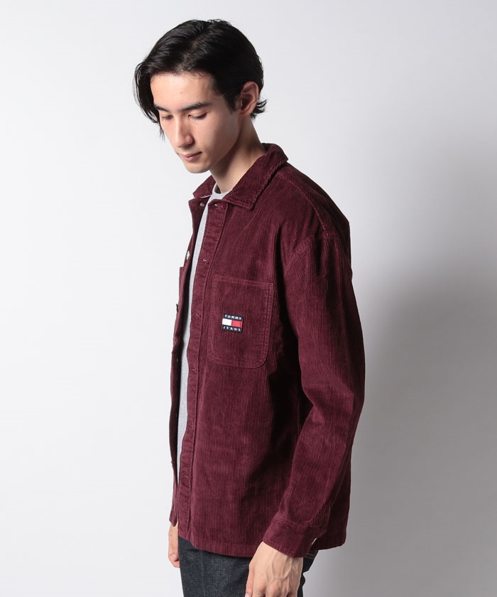 トミージーンズ  JEANS コーデュロイオーバーシャツ （ボルドー） トミージーンズ TOMMY JEANS コーデュロイオーバーシャツ