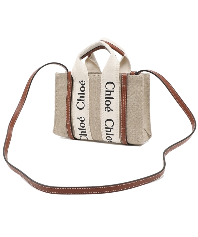 クロエ Chloe ウッディ ミニ CHC22AP237I2690Z ブラウン リネン レディース ショルダーバッグ約110cm開閉式