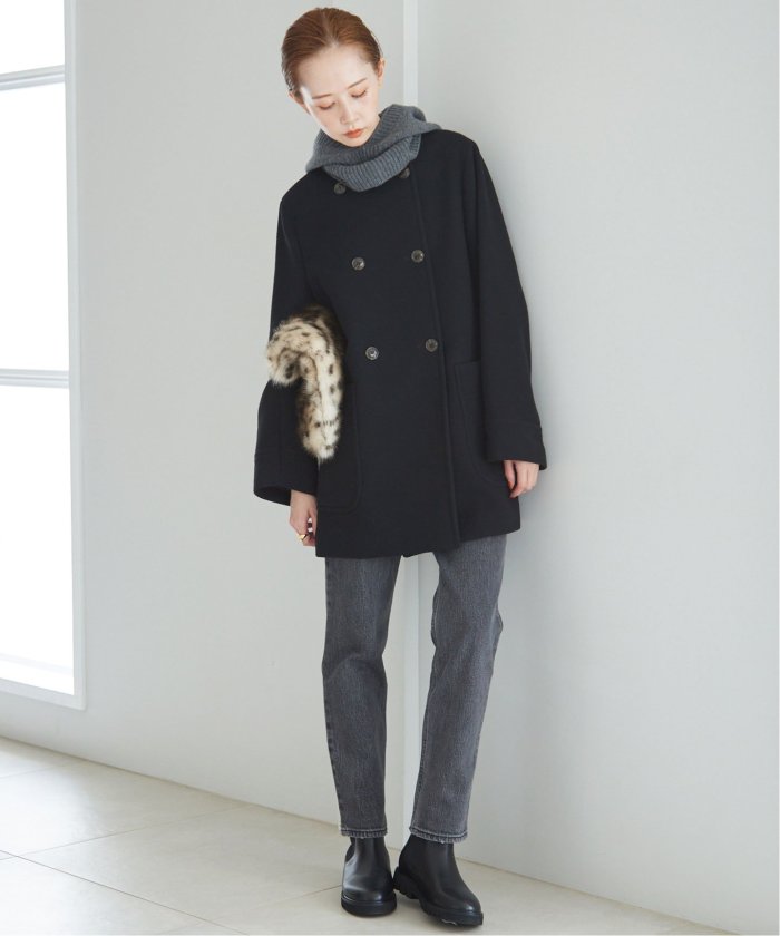 セール 20%OFF】スイビダブルクロスノーカラーダブル前コート