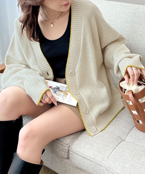 パイピングオーバーニットカーディガン