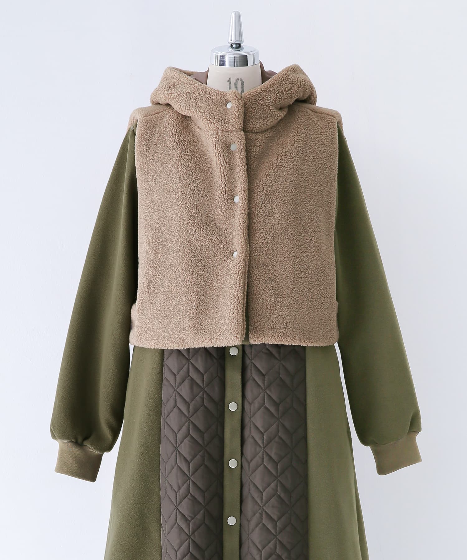 オシャレウォーカー osharewalker 『異素材キルティングコート