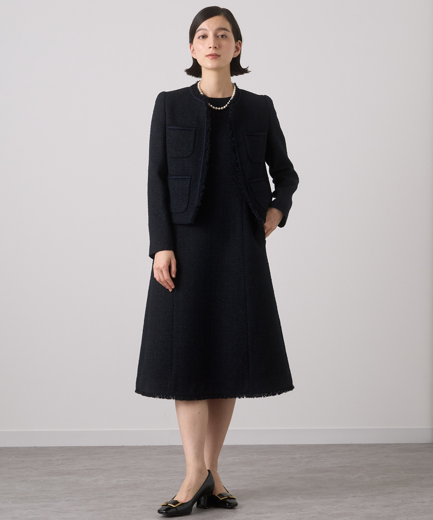 セール 30%OFF】【セットアップ対応商品】モノトーンツイードクルー