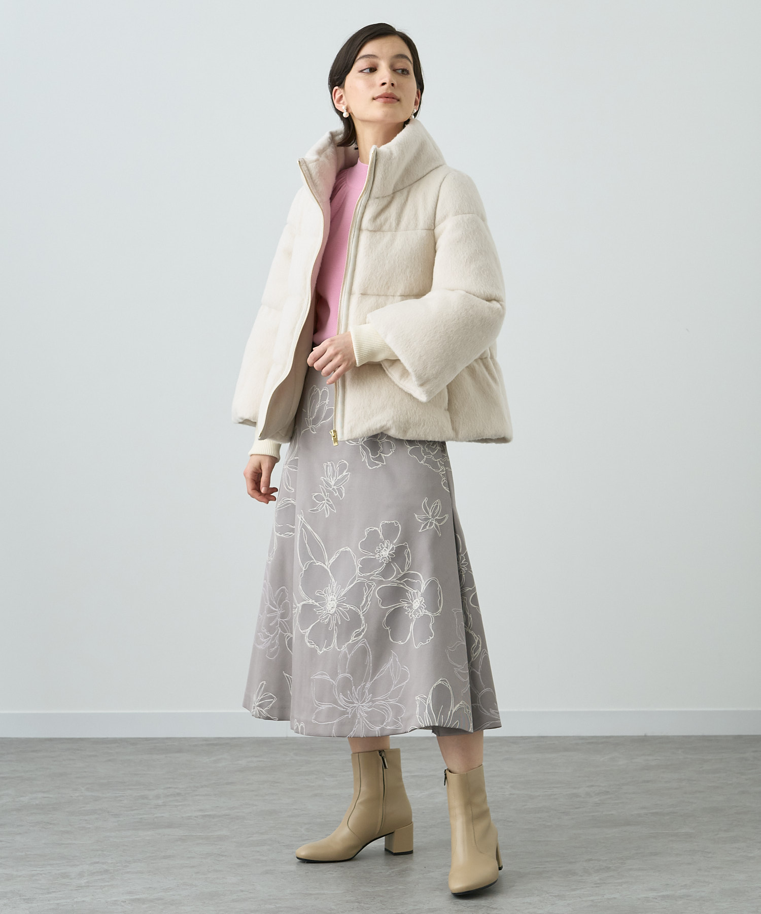 最安値挑戦】 ANAYI アルパカシャギーダウンコート アイボリー