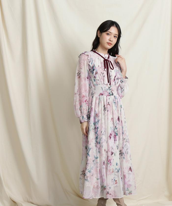 【gucci】フラワープリント ワンピース水着 ピンク レースフラワープリントワンピース （ロング・マキシ丈