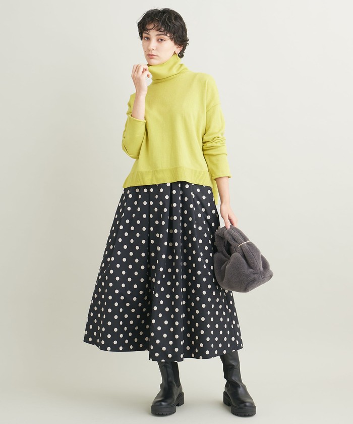 美品୨୧ ユナイテッドアローズ リネンドットフレアスカート ロングフレア40 美品୨୧ ユナイテッドアローズ リネンドットフレアスカート