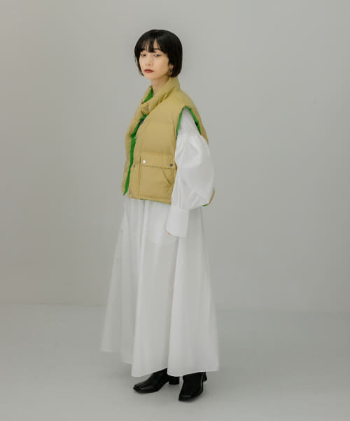 【超美品】KBF リバーシブル ダウンジャケット ベージュ グリーン Merfirge ダウンコート ダウンジャケット 撥水 防寒 ショート